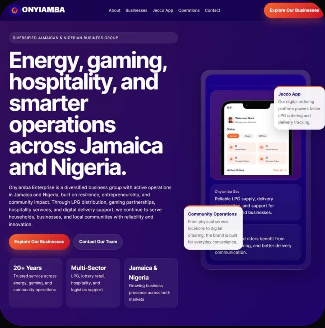 Onyiamba digital brand and website project
